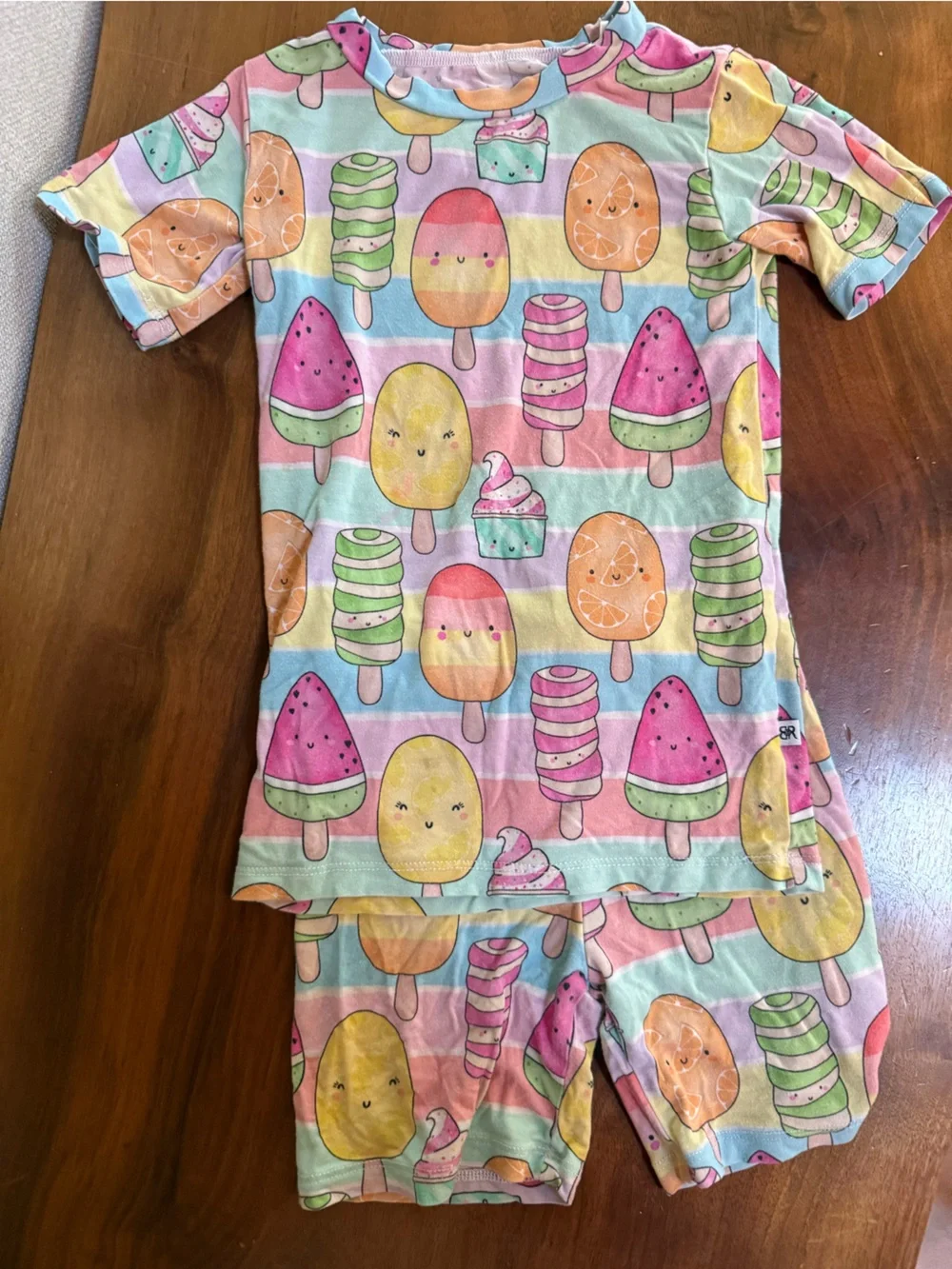 Kids Pastel Ice Cream Print Pajama Set - Multicolor